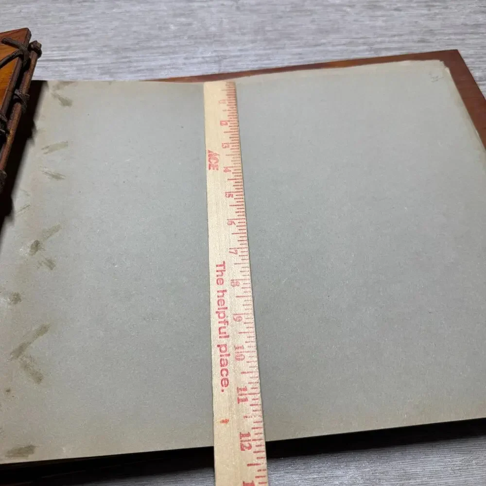 Vintage Wooden Photo Album Scrapbook Drawing Pad Hand-Painted Folk Art 16x12